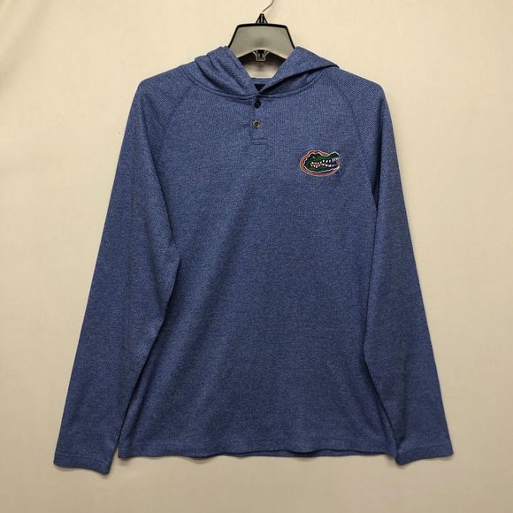 Colosseum Men Royal Florida Gators Henley Hooded Sweatshirt Size Large M106 -19 - Picture 1 of 13